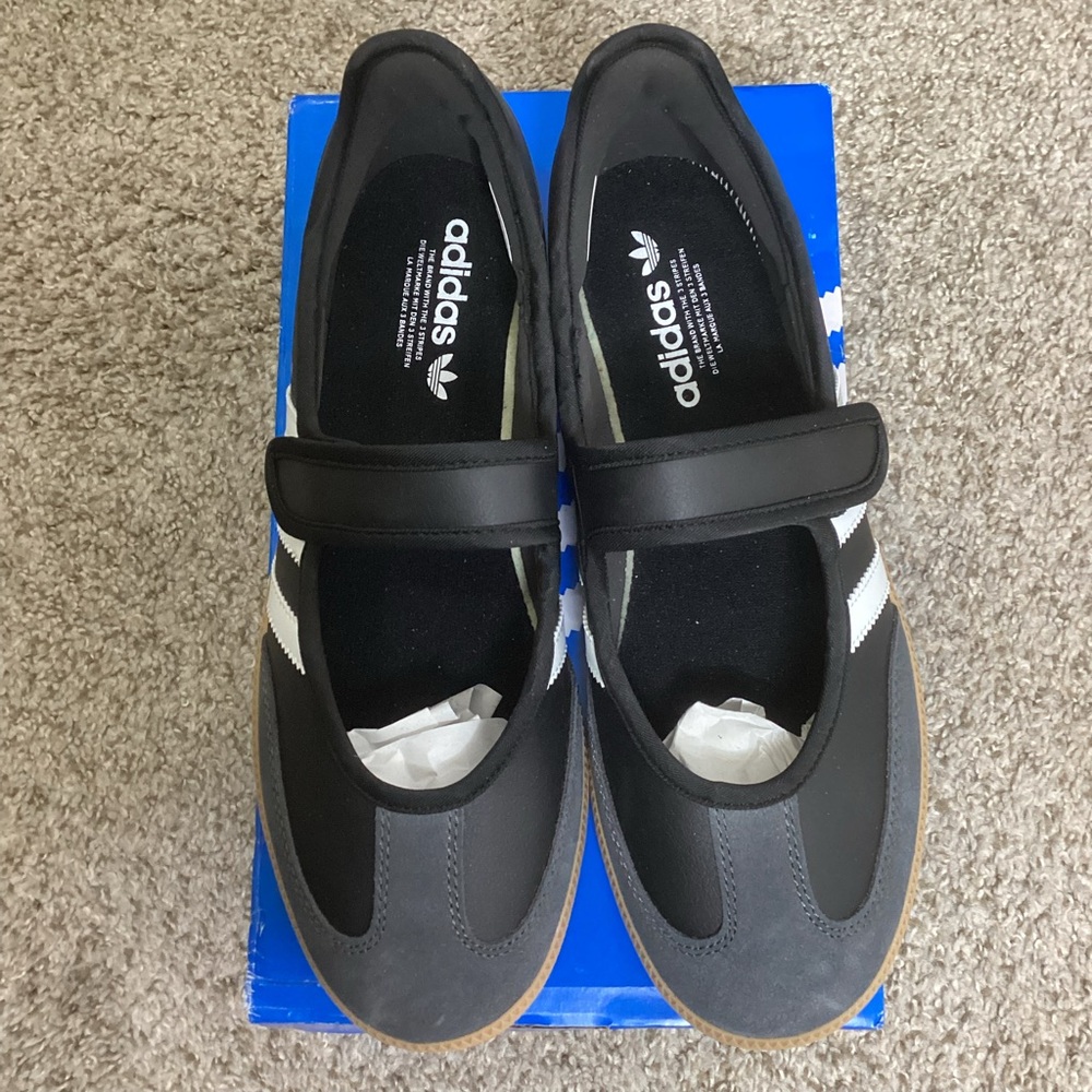 adidas Black and White Mary Jane Athletic Shoes- they run big/wide